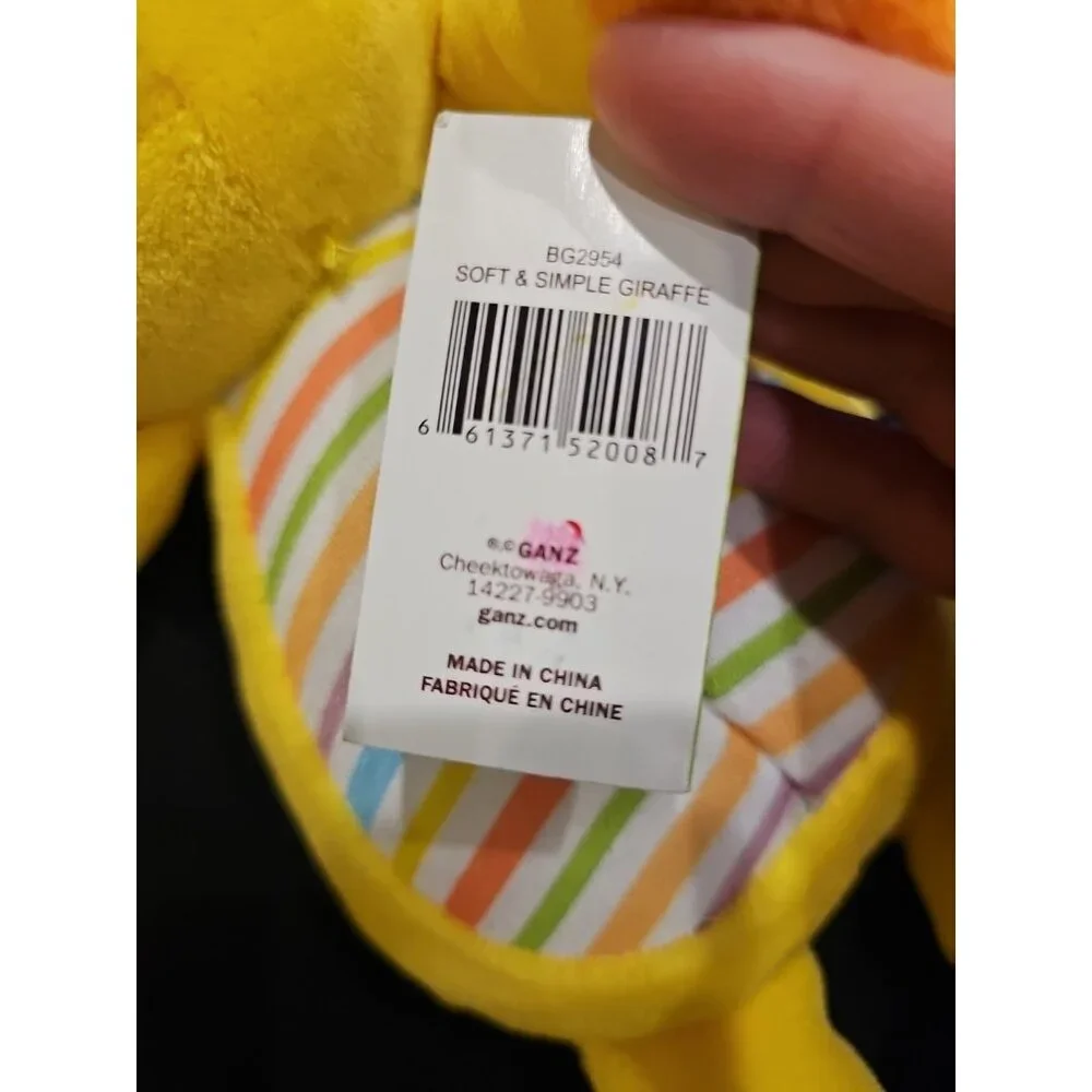 Baby Ganz Soft & Simple Giraffe Plush Stuffed Animal Yellow Rainbow Stripes 2015